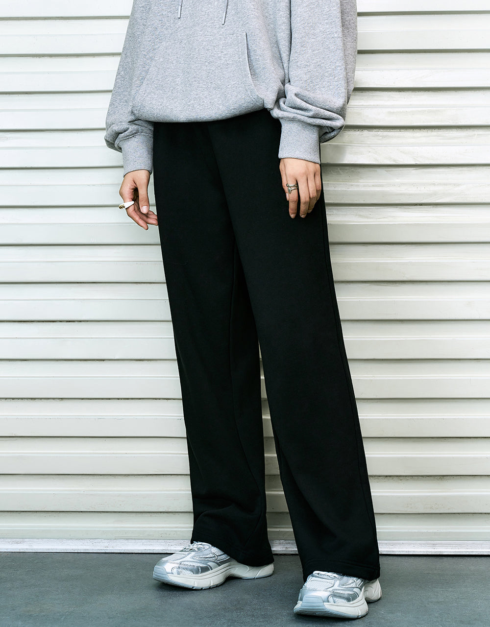 Elastic Waist Knitted Straight Pants