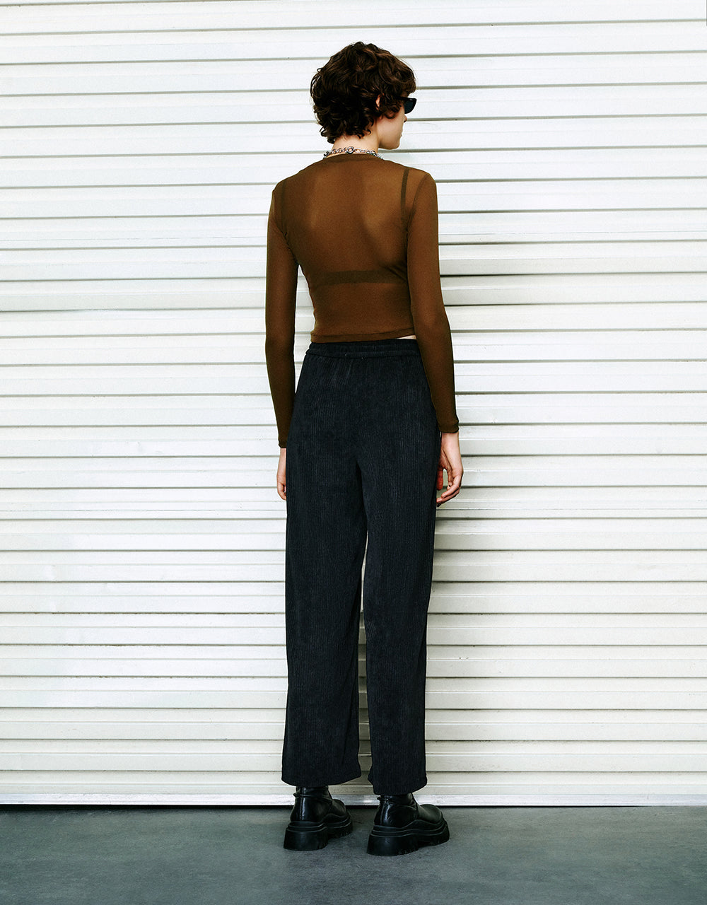 Drawstring Waist Knitted Wide-Leg Pants