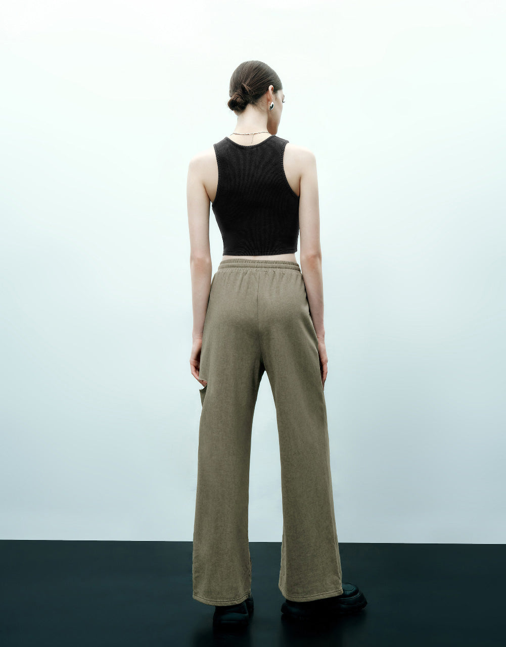 Drawstring Waist Knitted Straight Pants