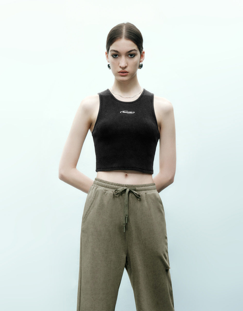 Drawstring Waist Knitted Straight Pants