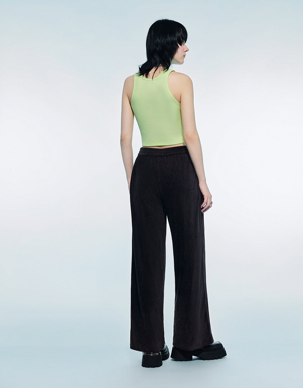 Elastic Waist Knitted Straight Pants