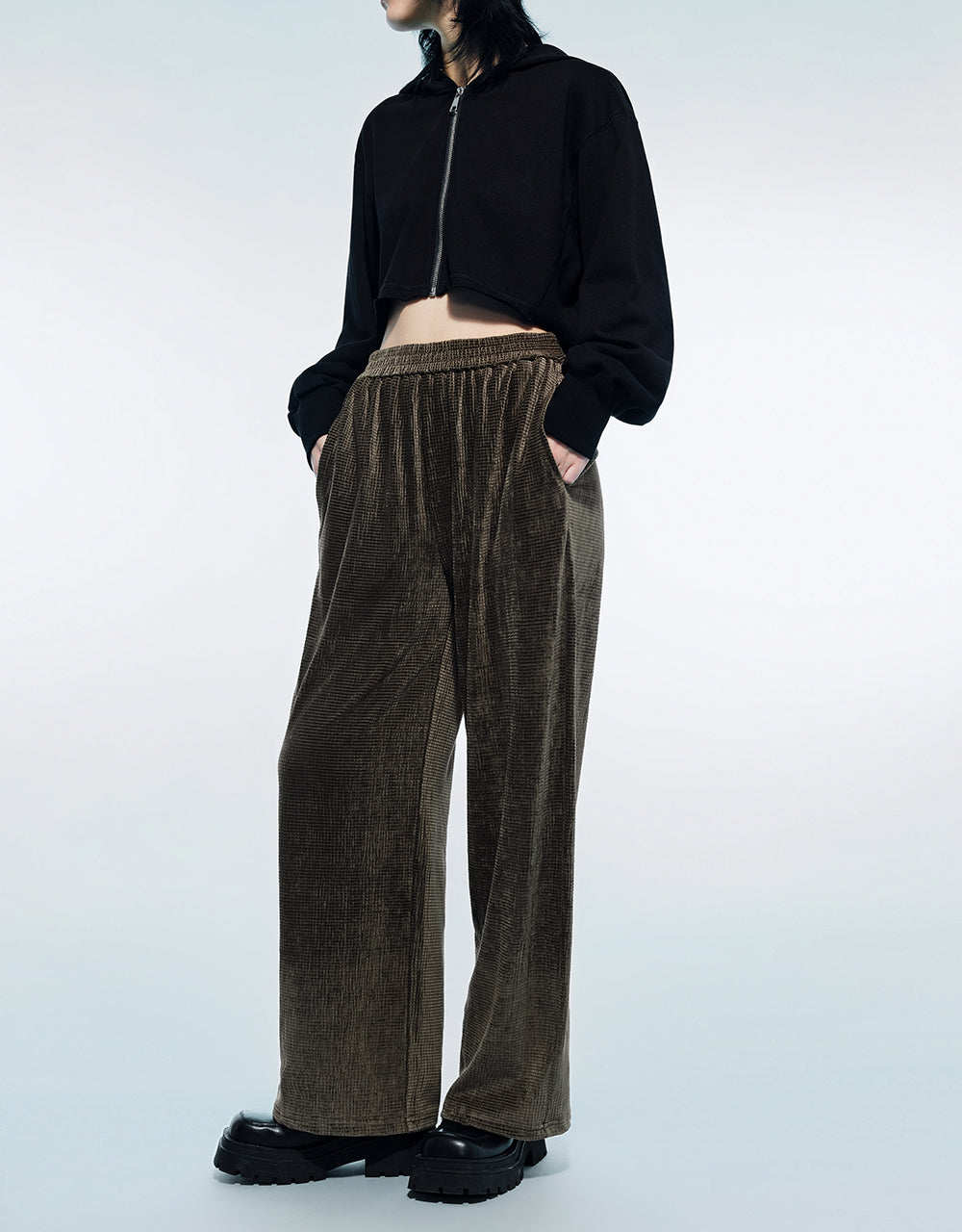 Elastic Waist Knitted Straight Pants