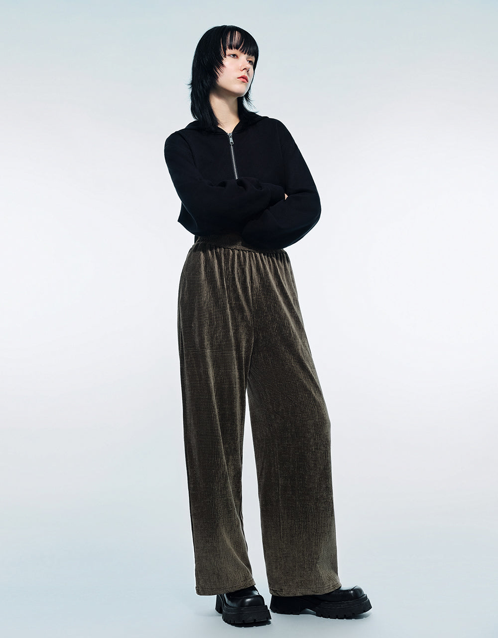 Elastic Waist Knitted Straight Pants