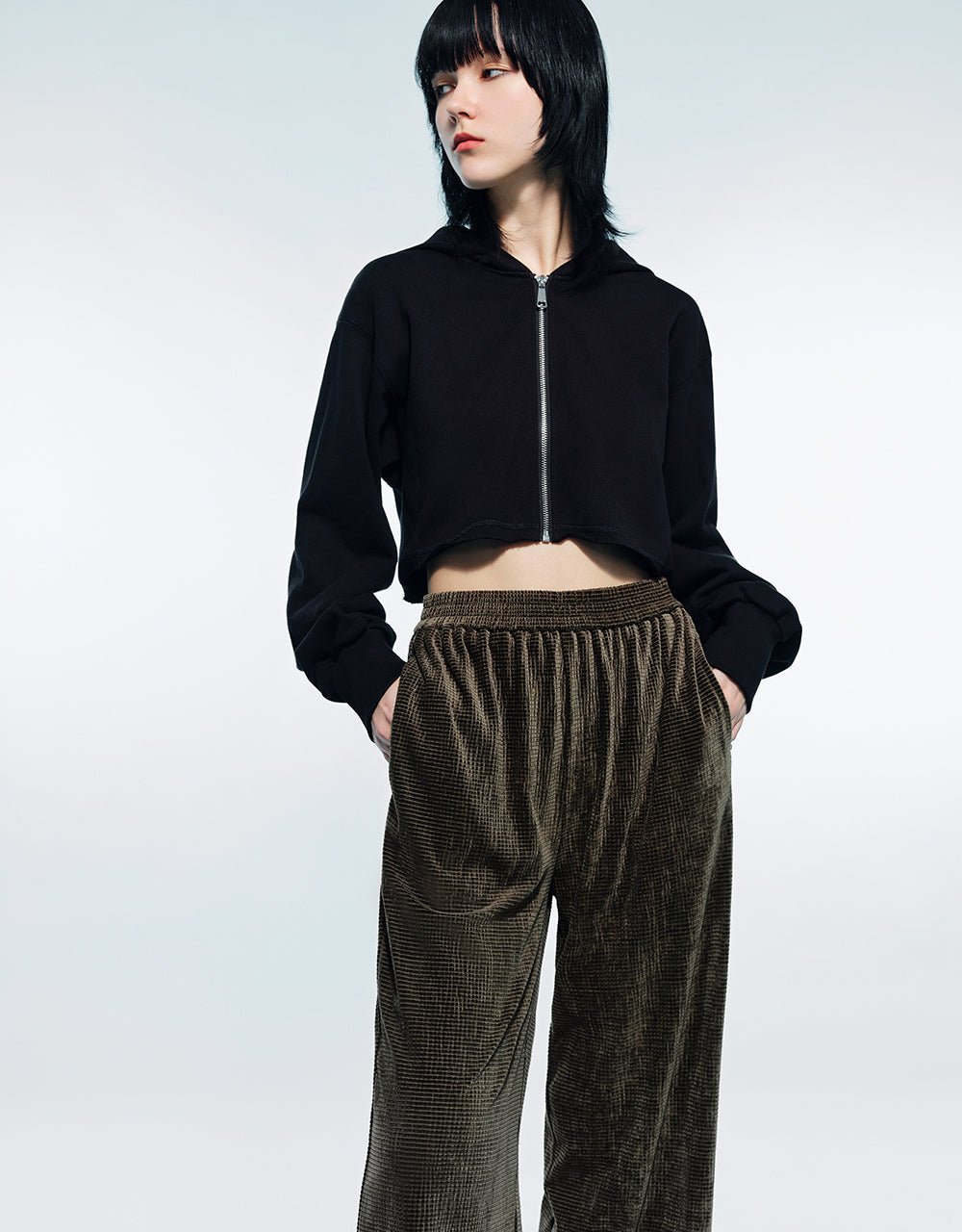 Elastic Waist Knitted Straight Pants