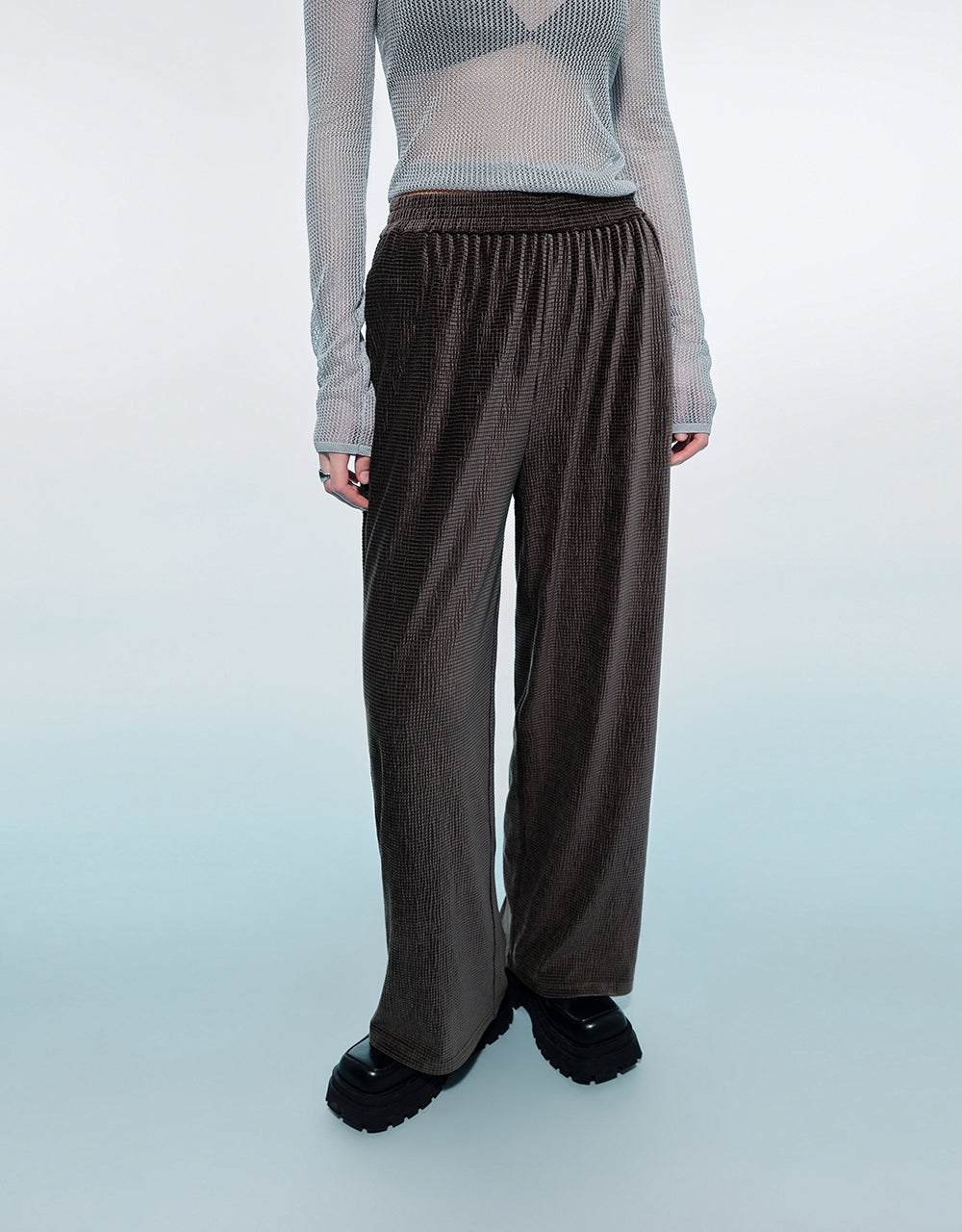 Elastic Waist Knitted Straight Pants