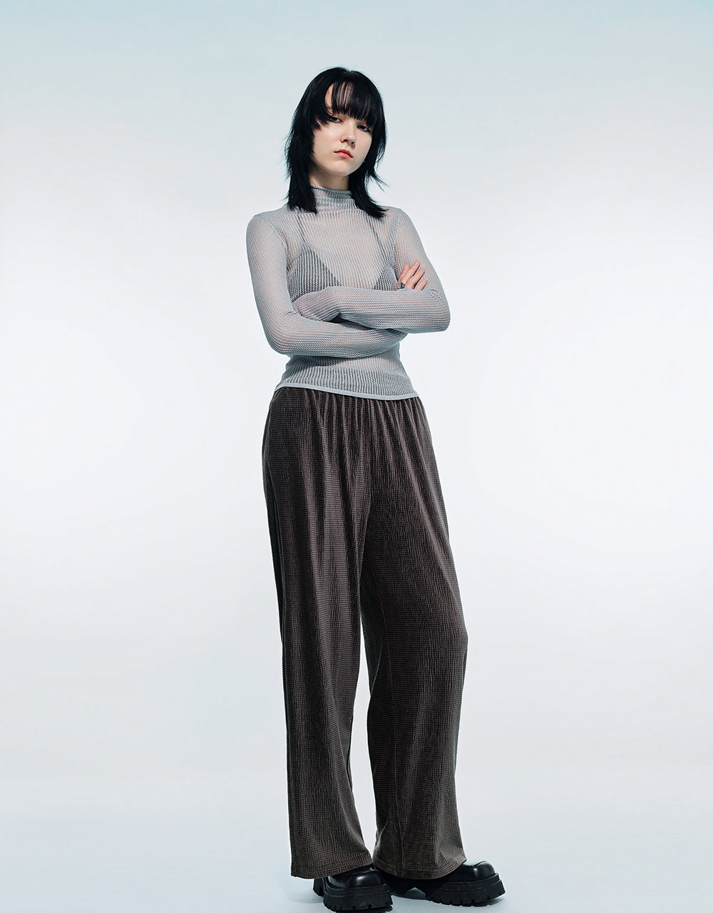 Elastic Waist Knitted Straight Pants