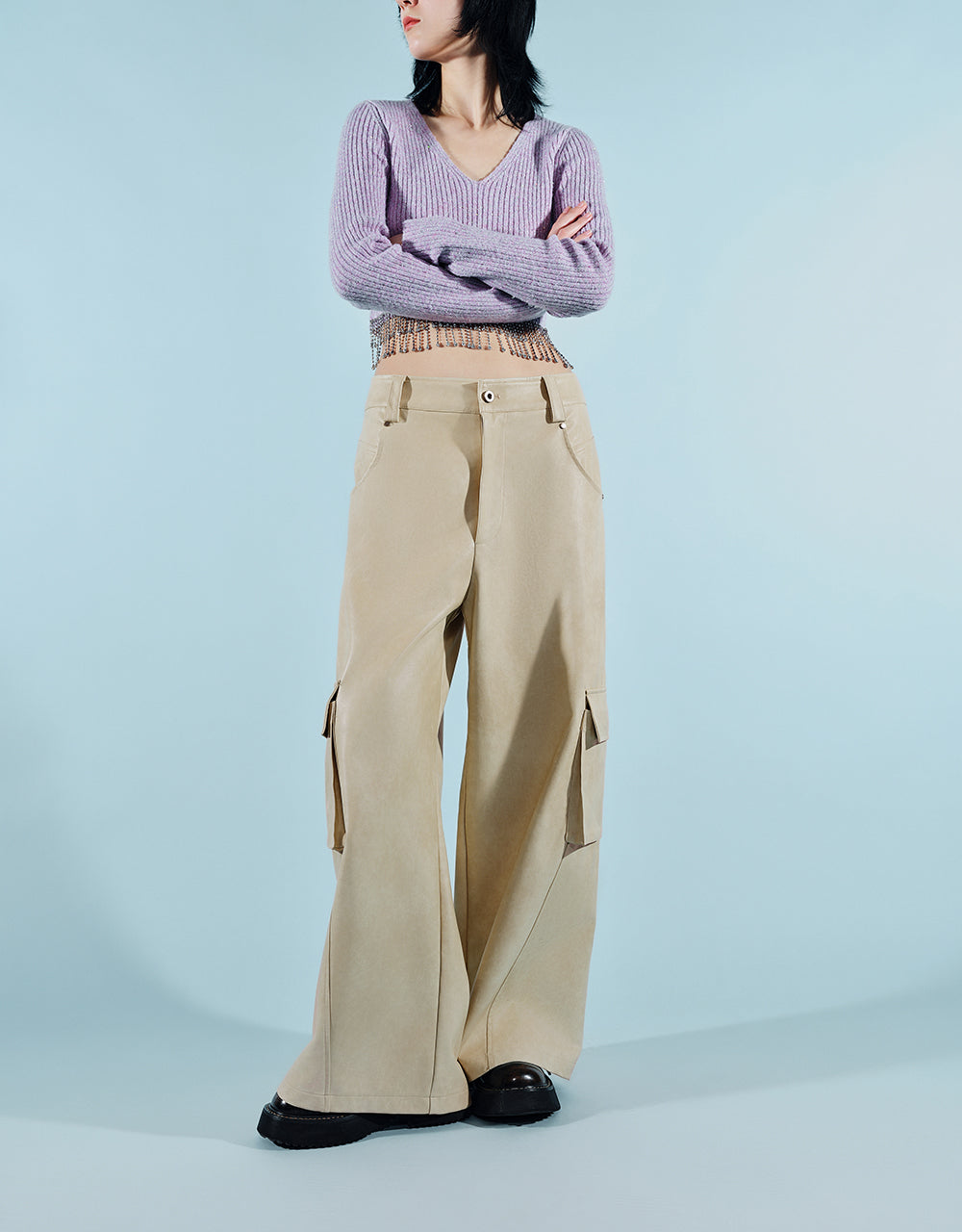 Vegan Leather Wide-Leg Pants