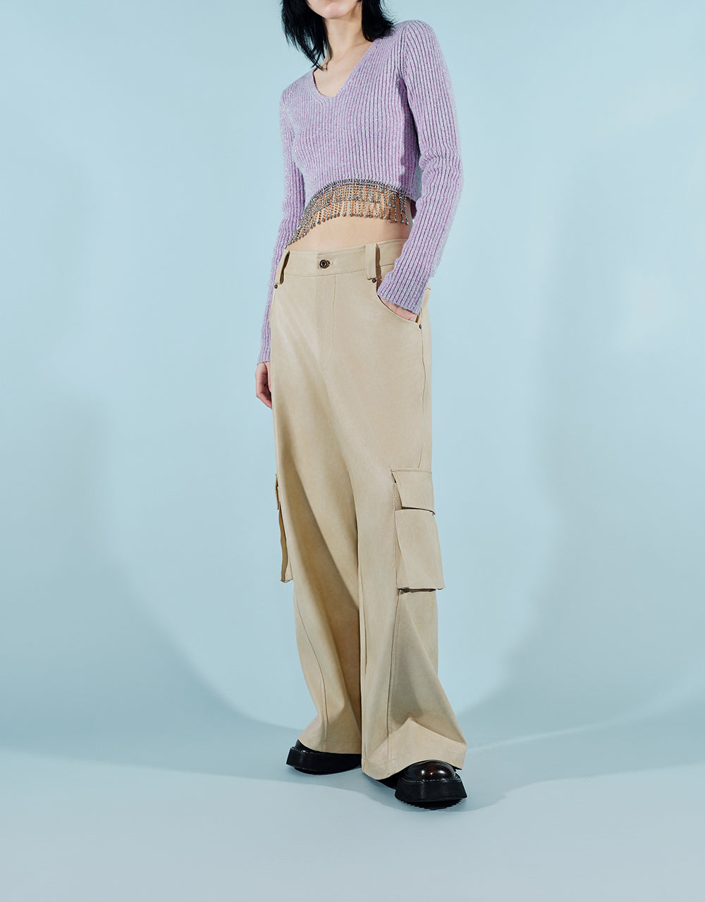 Vegan Leather Wide-Leg Pants