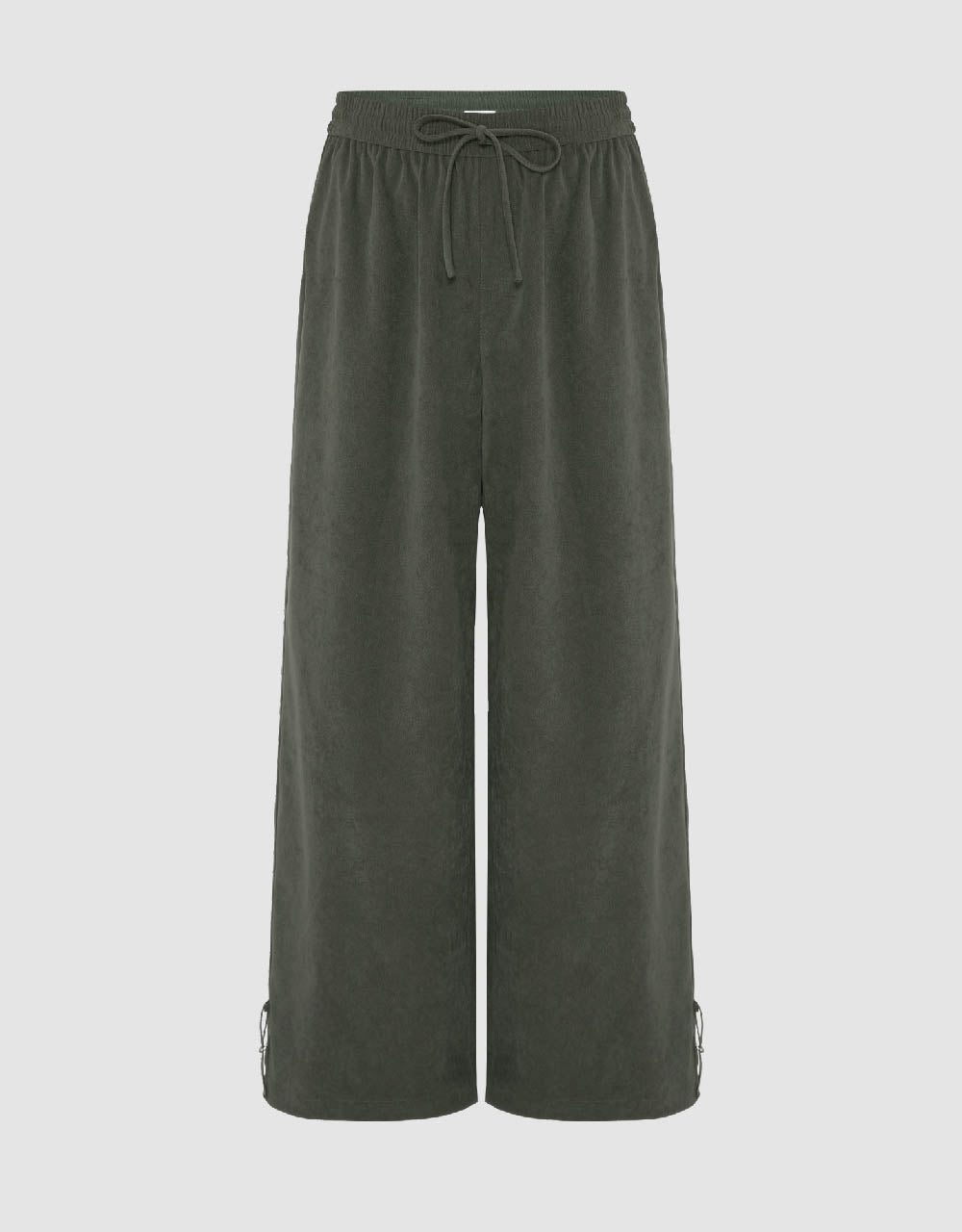 Drawstring Waist Knitted Wide-Leg Pants