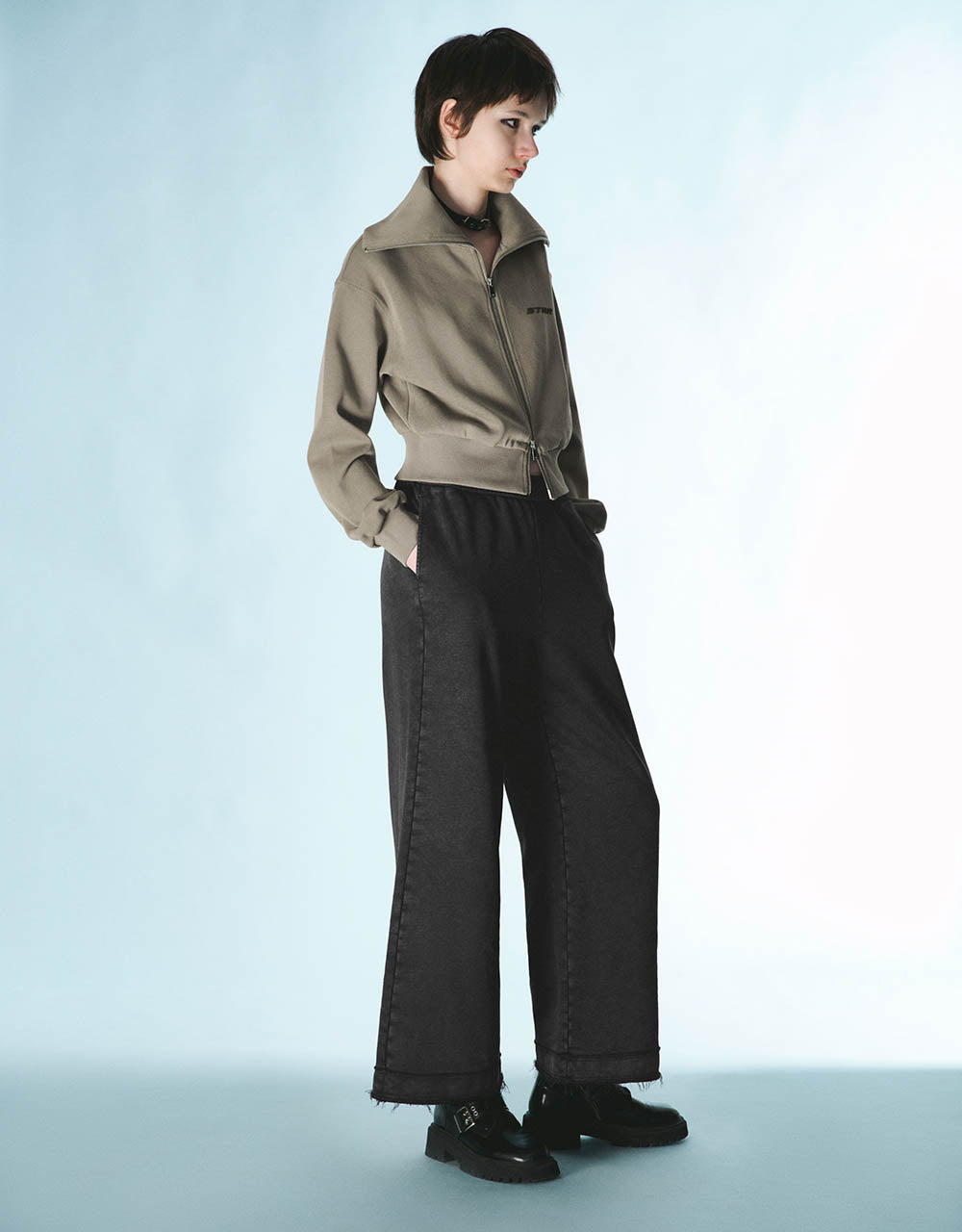 Elastic Waist Knitted Wide-Leg Pants