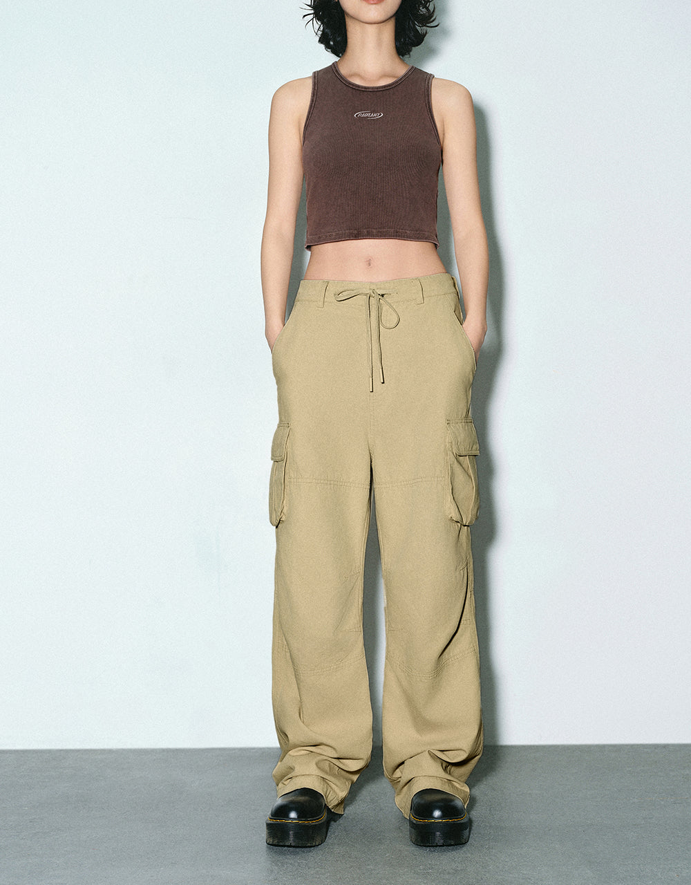 Drawstring Waist Straight Pants