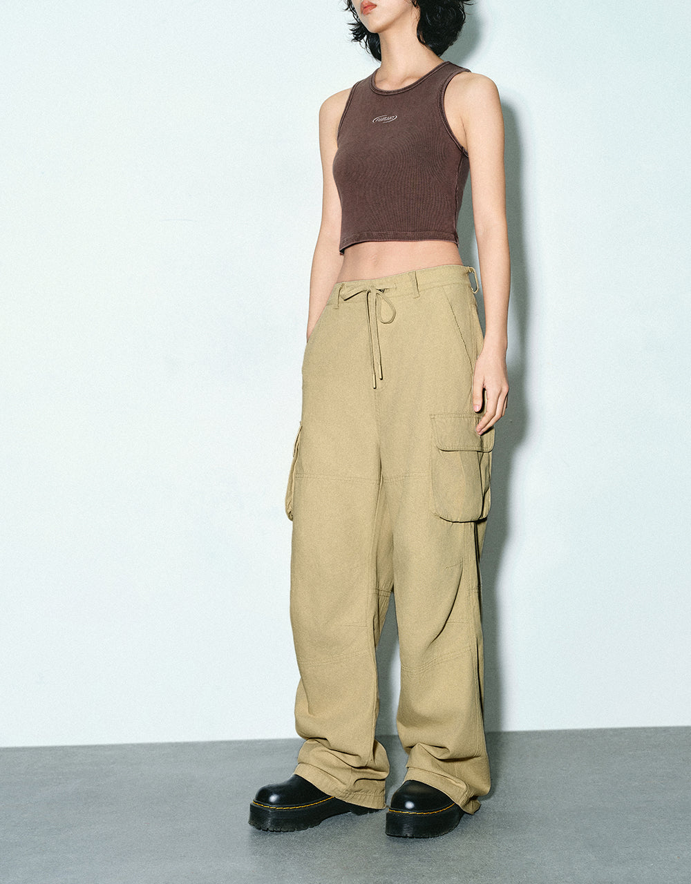 Drawstring Waist Straight Pants