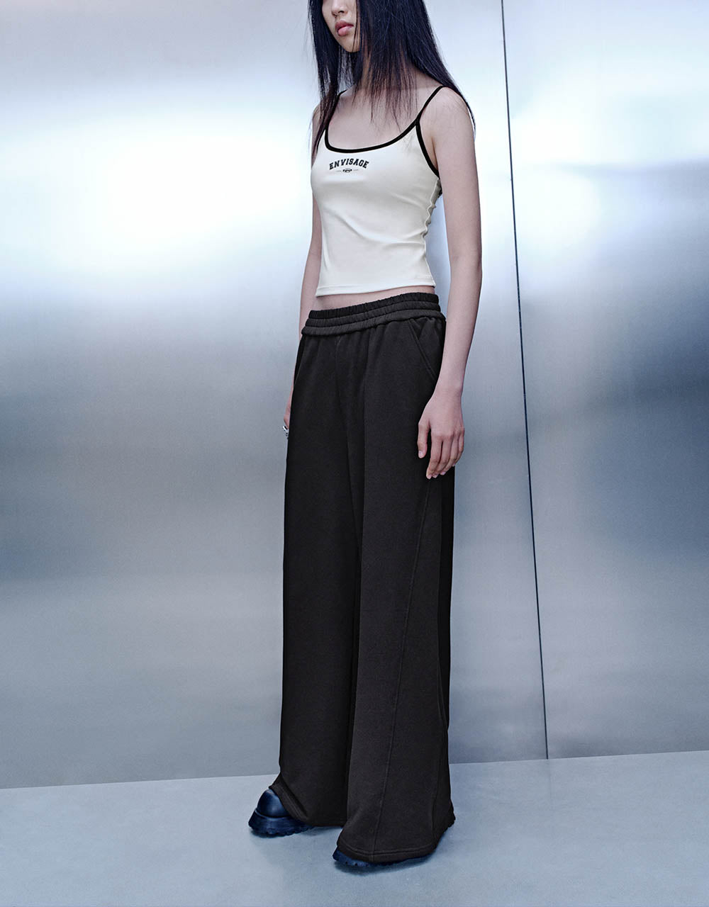 Elastic Waist Knitted Wide-Leg Pants