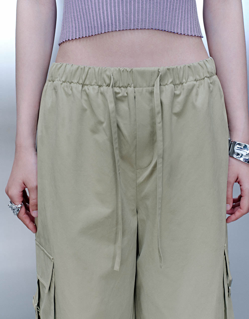 Elastic Waist Wide-Leg Pants