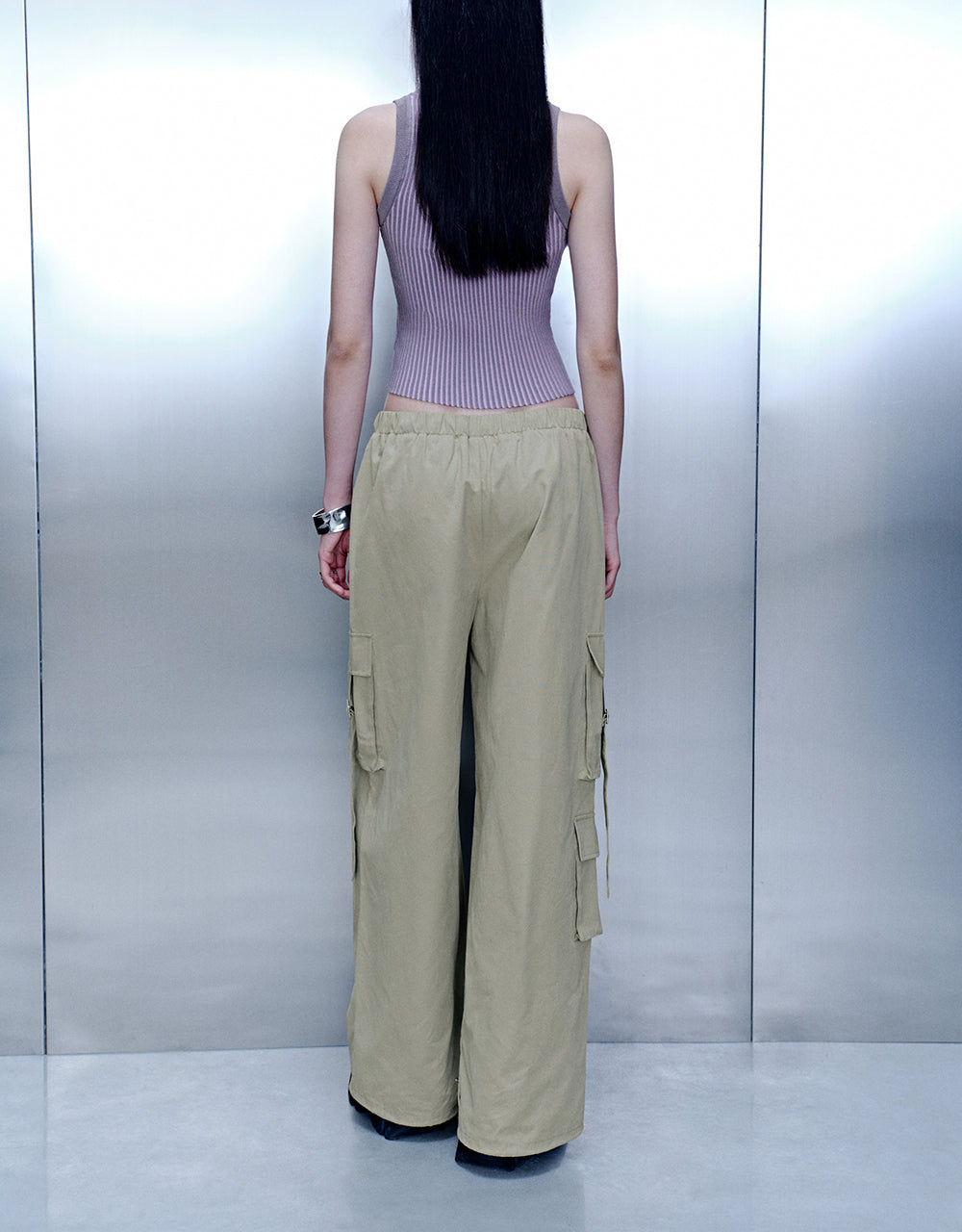 Elastic Waist Wide-Leg Pants