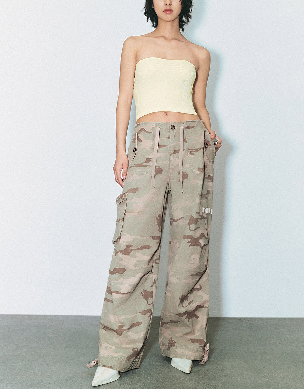 Camouflage Wide-Leg Pants