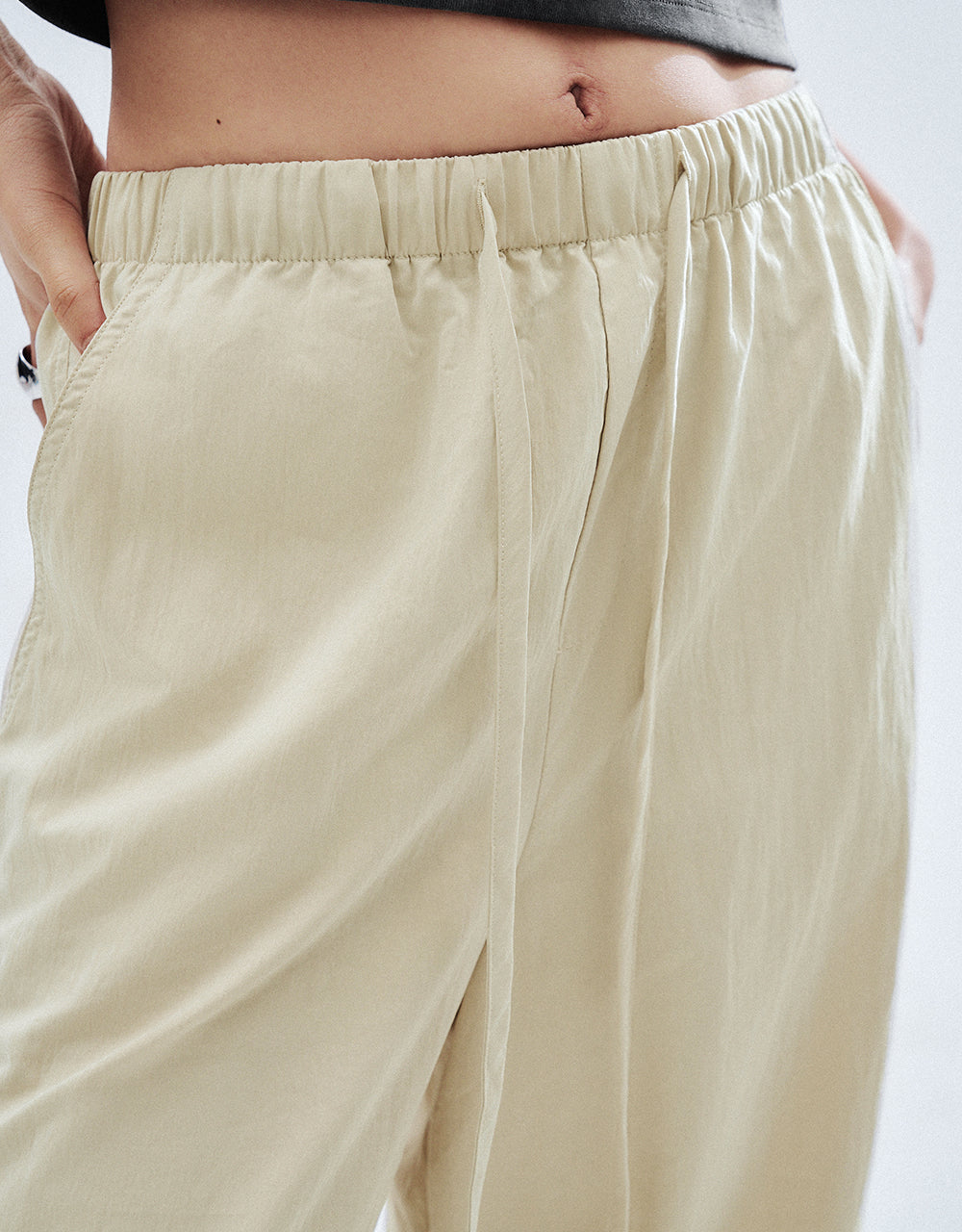 Drawstring Waist Wide-Leg Pants