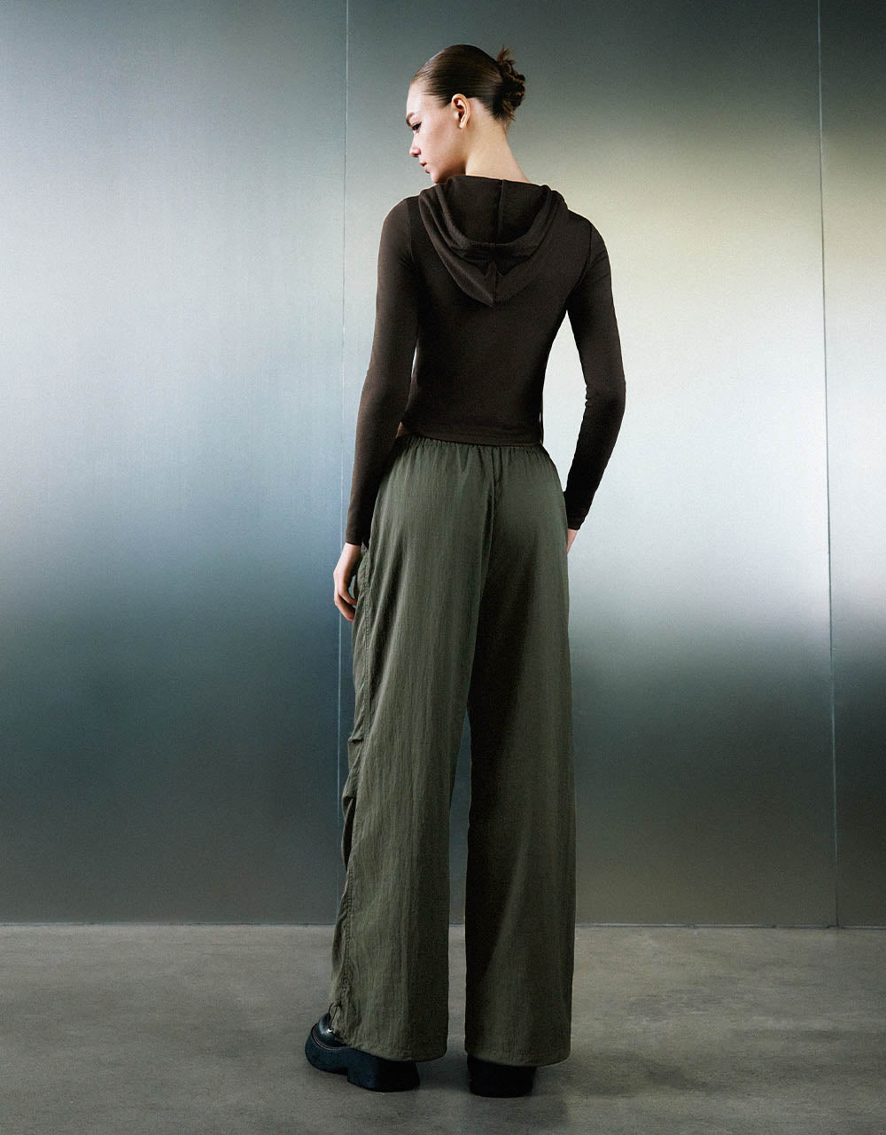 Drawstring Waist Wide-Leg Pants