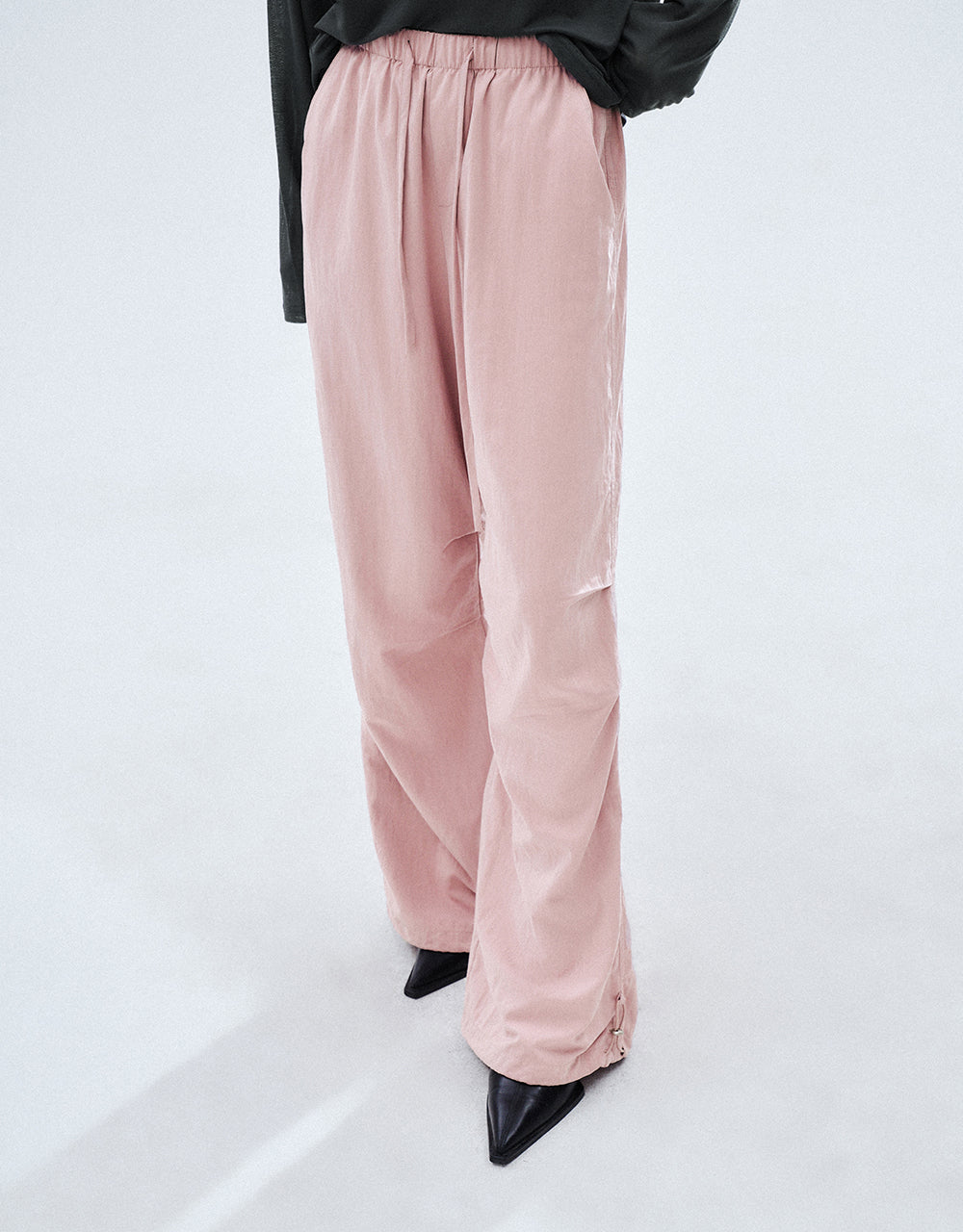 Drawstring Waist Wide-Leg Pants