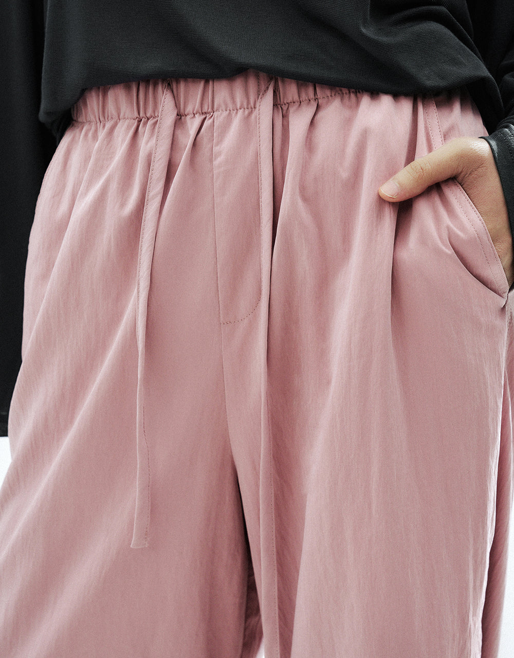 Drawstring Waist Wide-Leg Pants