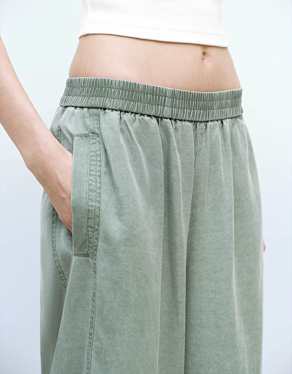 Elastic Waist Wide-Leg Pants