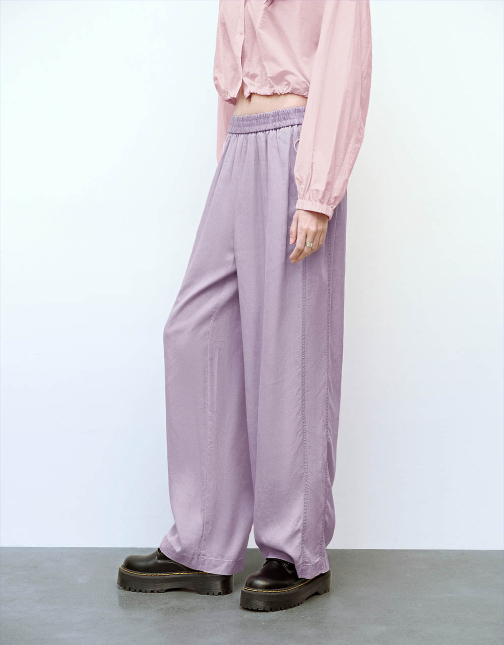 Elastic Waist Wide-Leg Pants