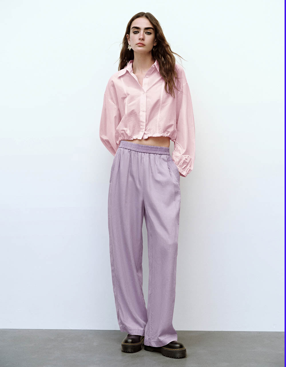 Elastic Waist Wide-Leg Pants