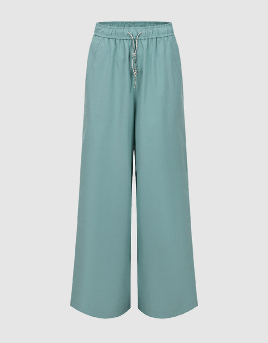 Drawstring Waist Wide-Leg Pants