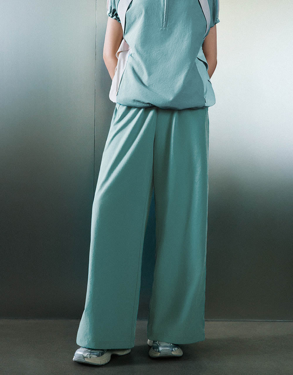 Drawstring Waist Wide-Leg Pants