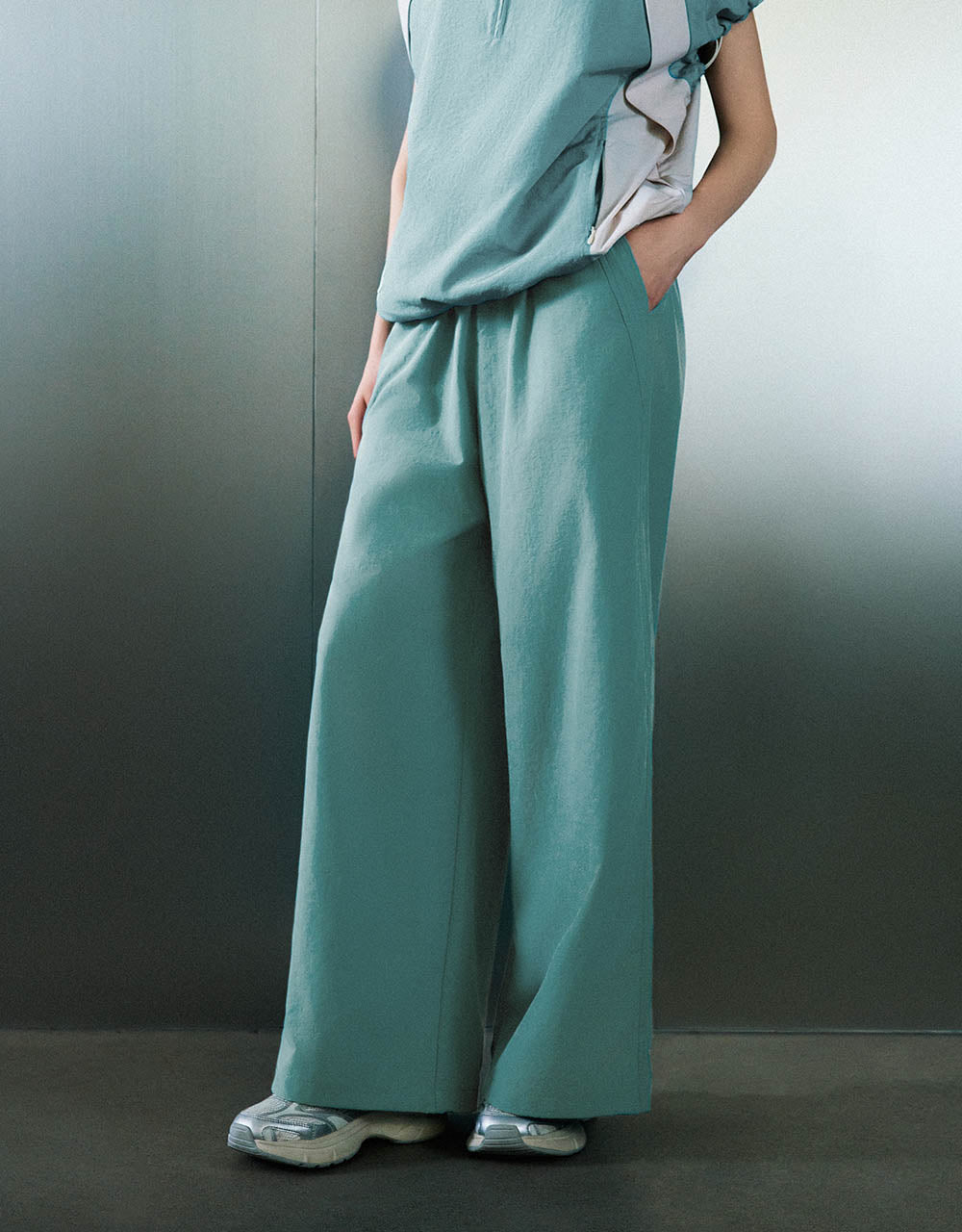 Drawstring Waist Wide-Leg Pants