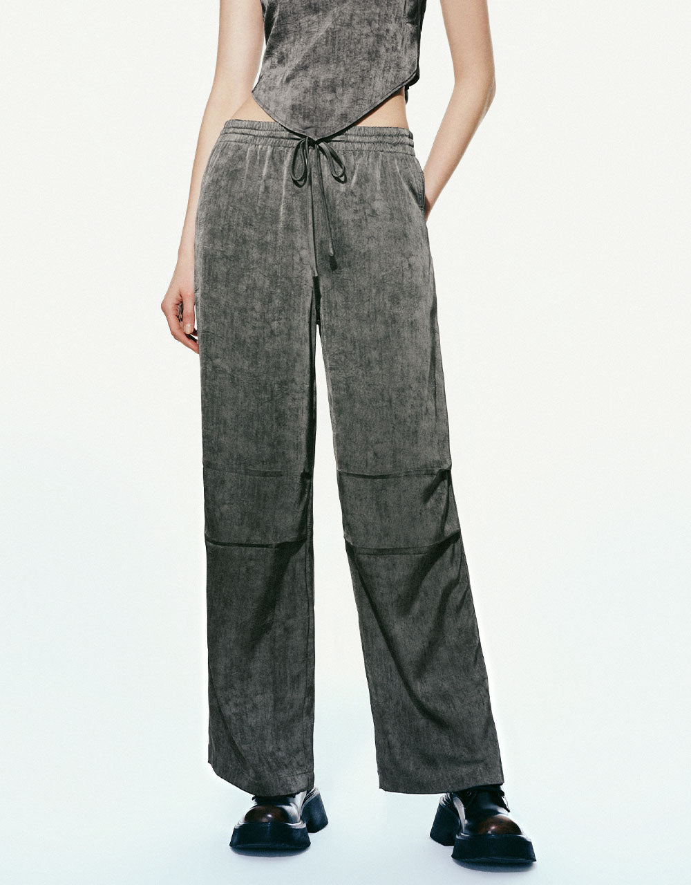 Drawstring Waist Loose Straight Pants