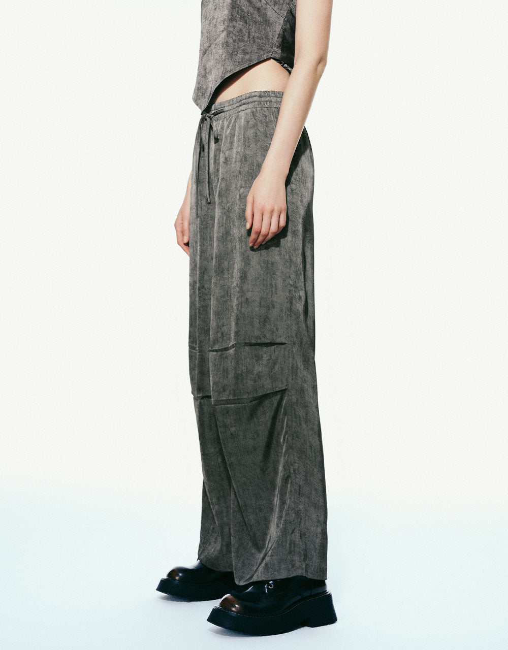 Drawstring Waist Loose Straight Pants