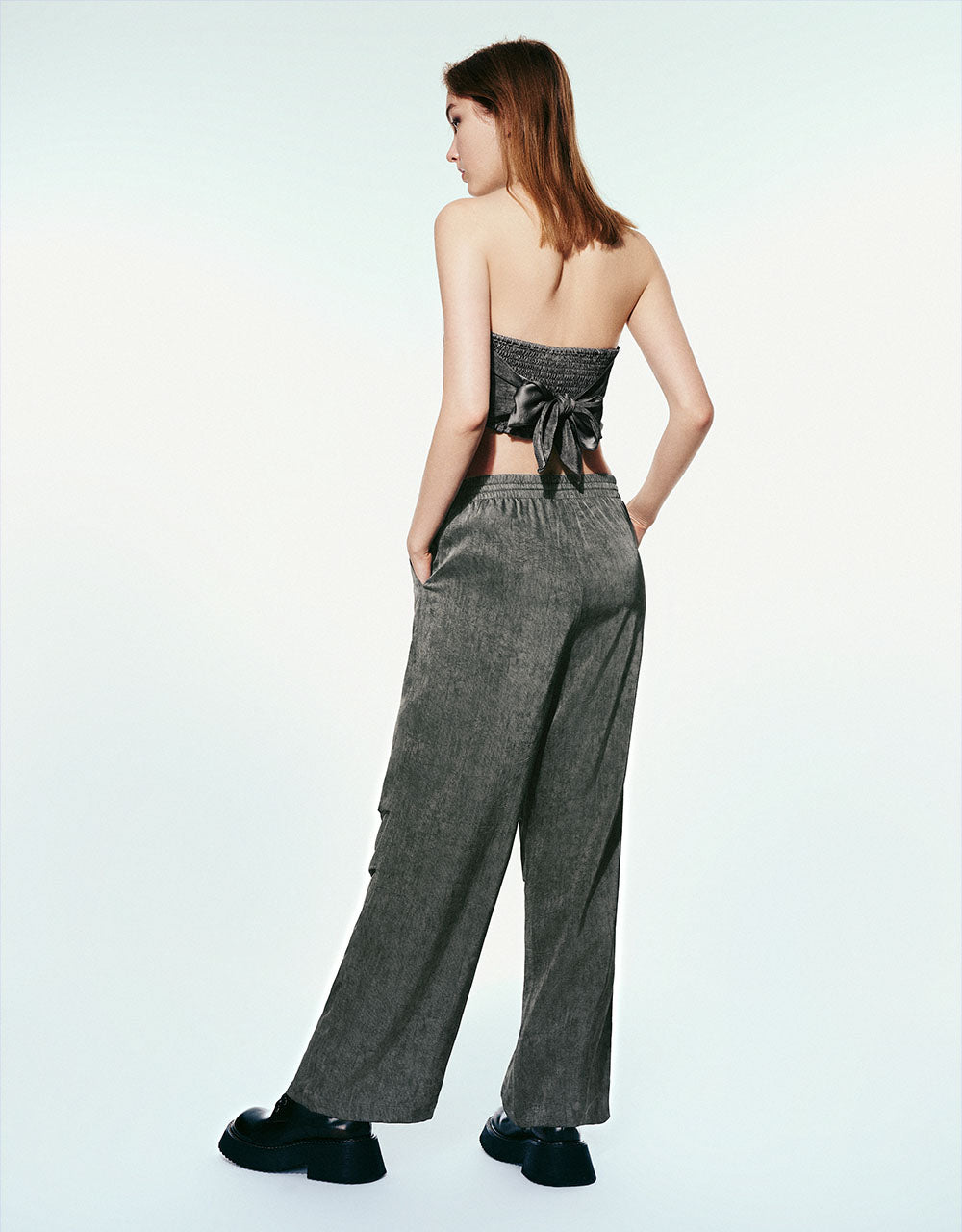 Drawstring Waist Loose Straight Pants