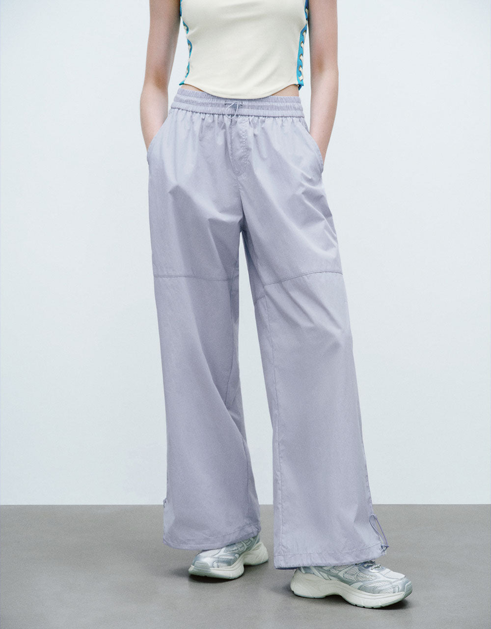 Elastic Waist Wide-Leg Pants