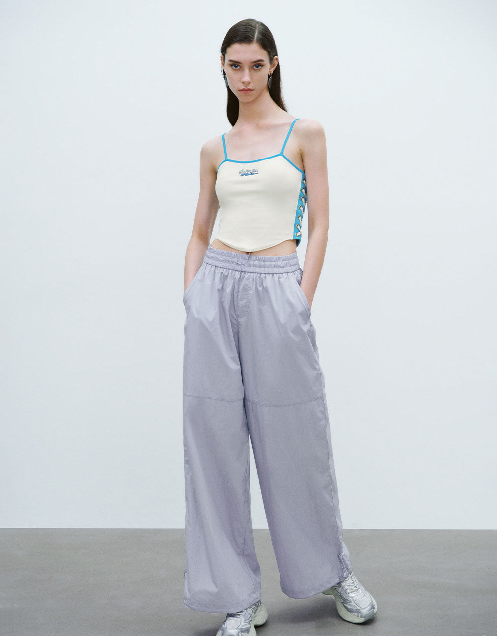 Elastic Waist Wide-Leg Pants