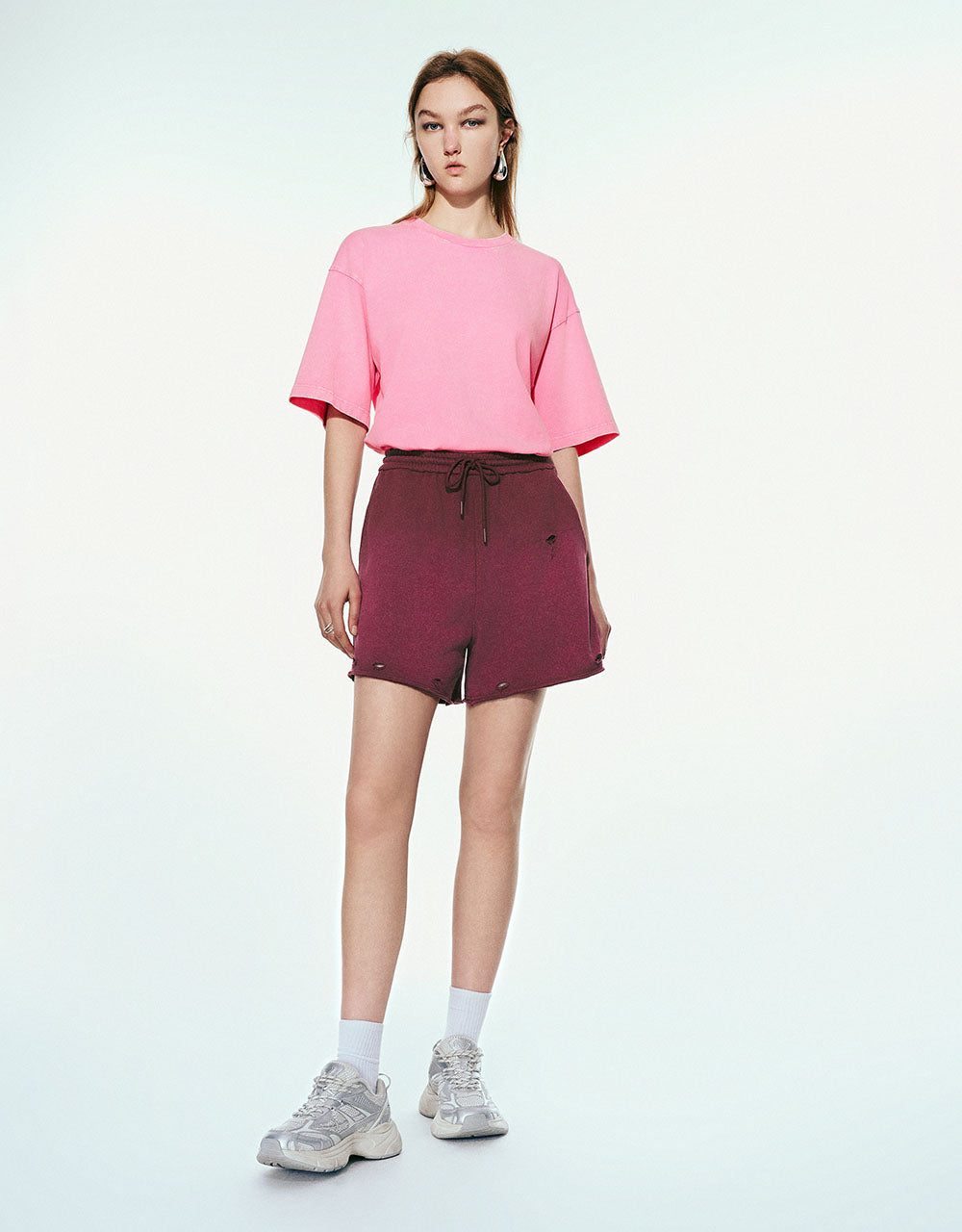 Drawstring Waist Loose Knitted Shorts