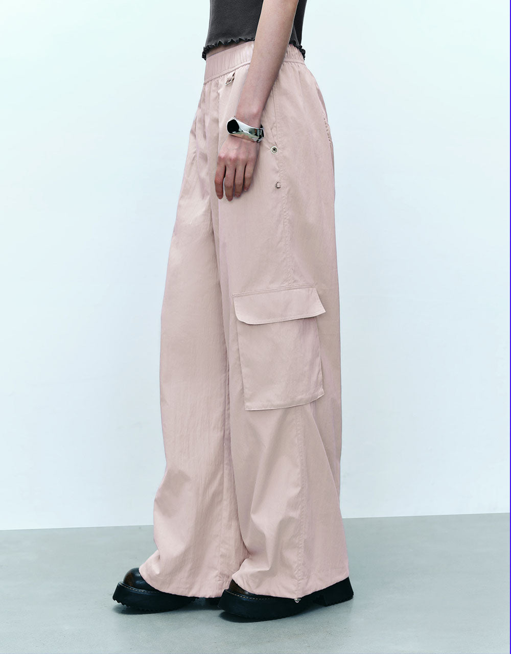 Elastic Waist Wide-Leg Pants