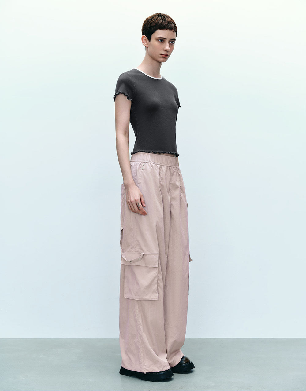 Elastic Waist Wide-Leg Pants