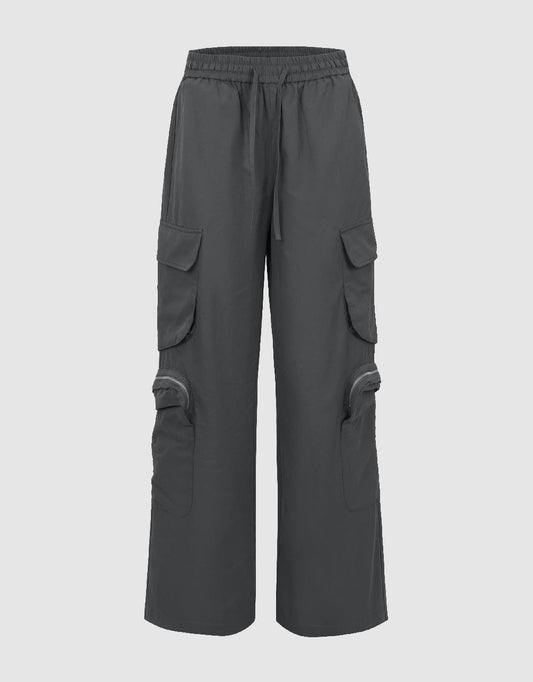 Drawstring Waist Wide-Leg Pants