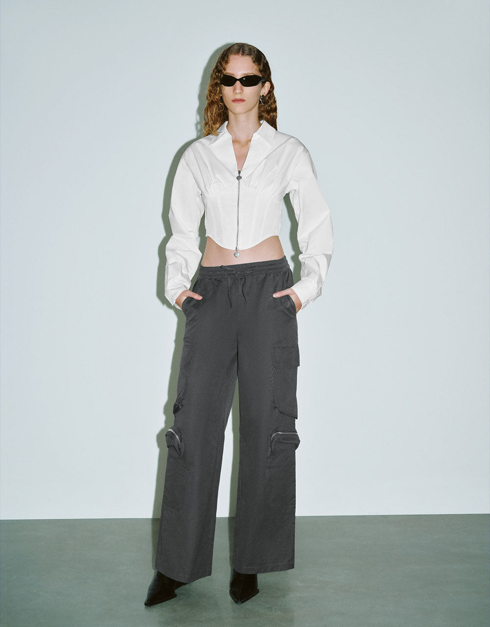 Drawstring Waist Wide-Leg Pants