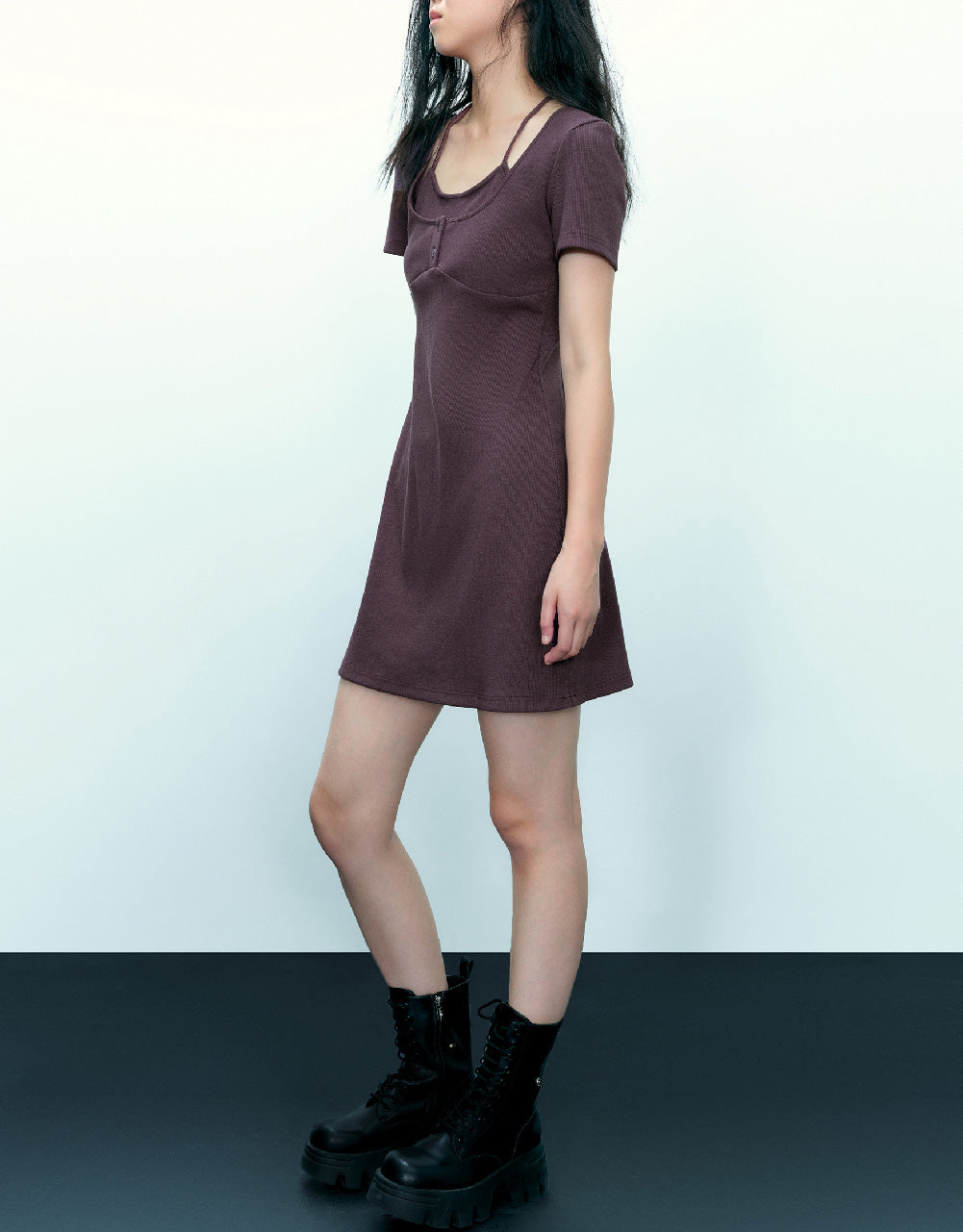 2 In 1 U Neck Skinny Dress