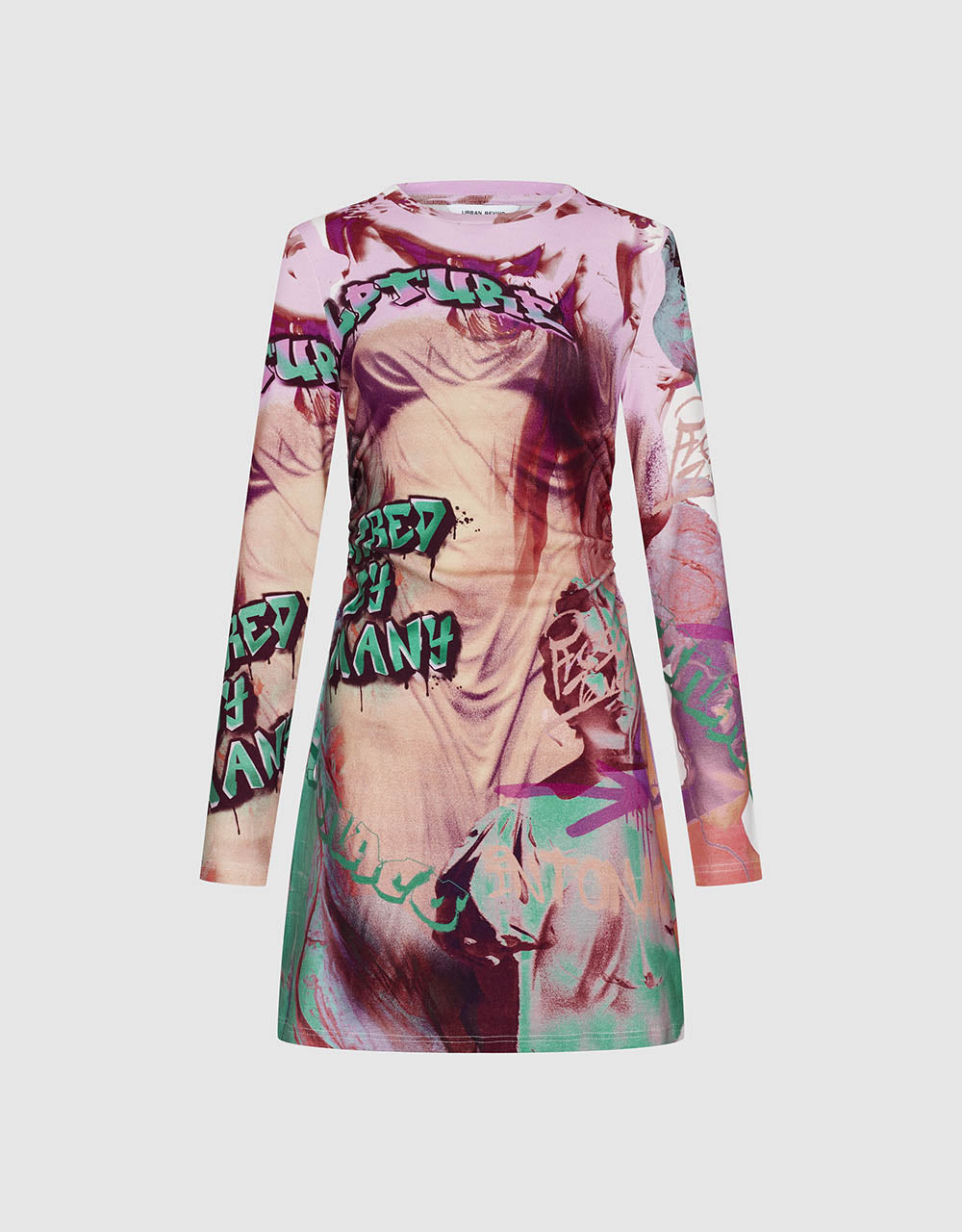 Printed Crew Neck Skinny Dress