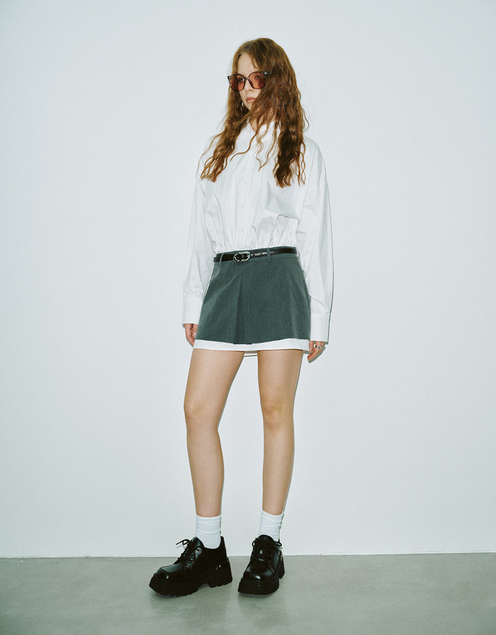 skater dress shirt White Plus Skater Shirt Dress - Plain