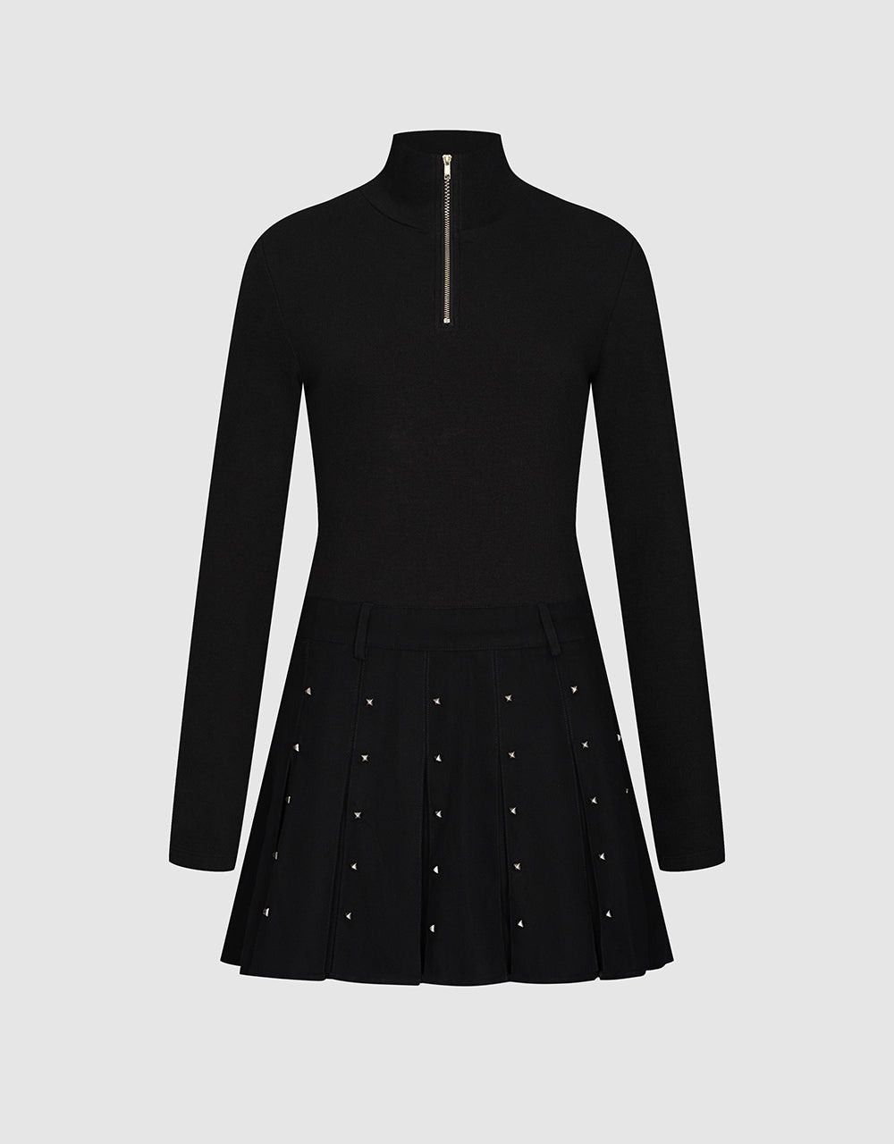 Zip Half Placket A-Line Dress