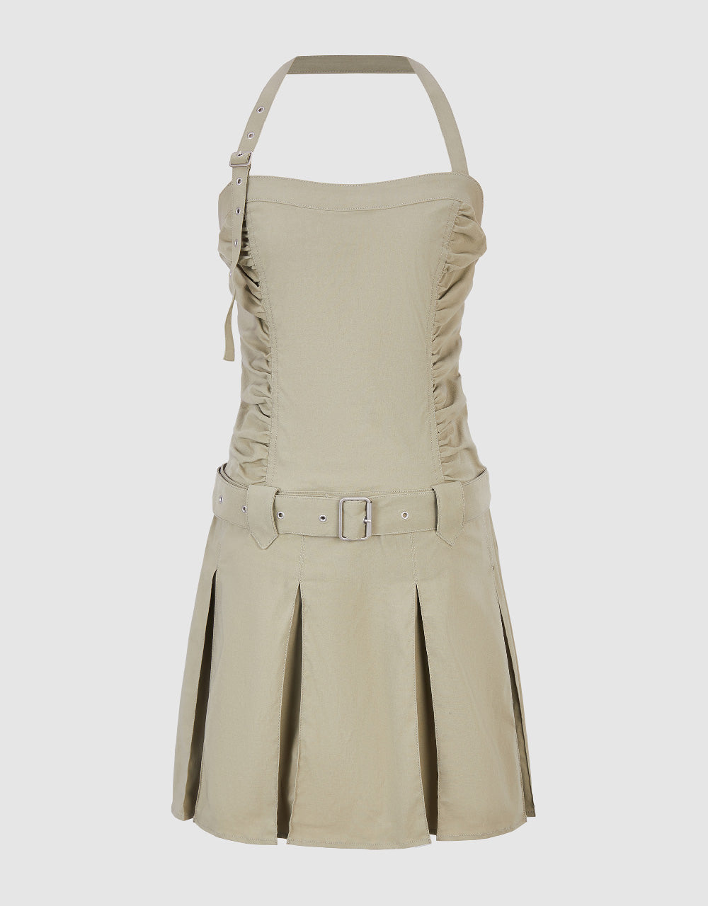 Sleeveless A-Line Dress With Belt