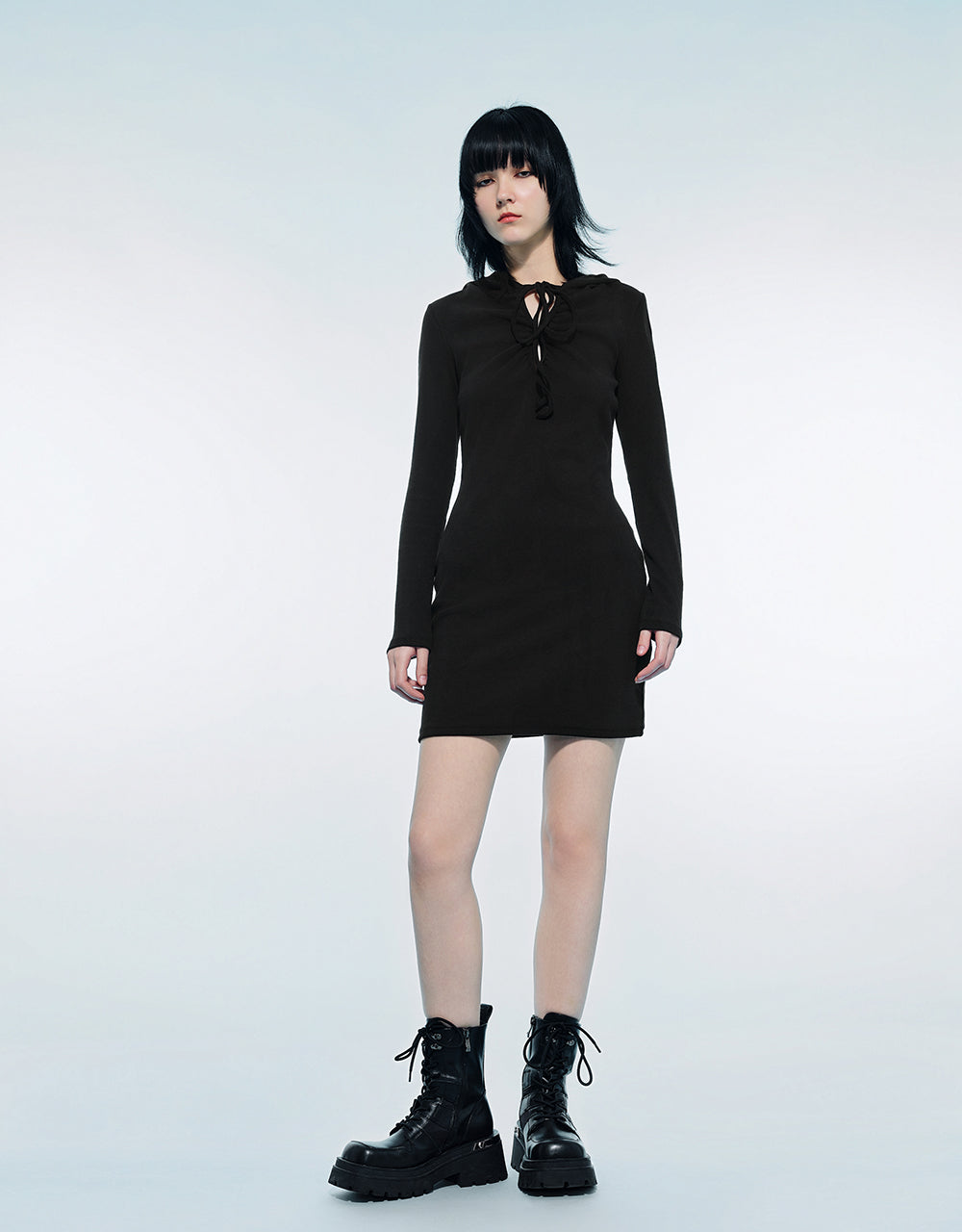 O-Ring Hooded Skinny Dress