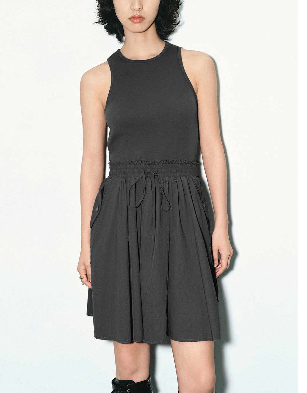 Sleeveless Crew Neck A-Line Dress