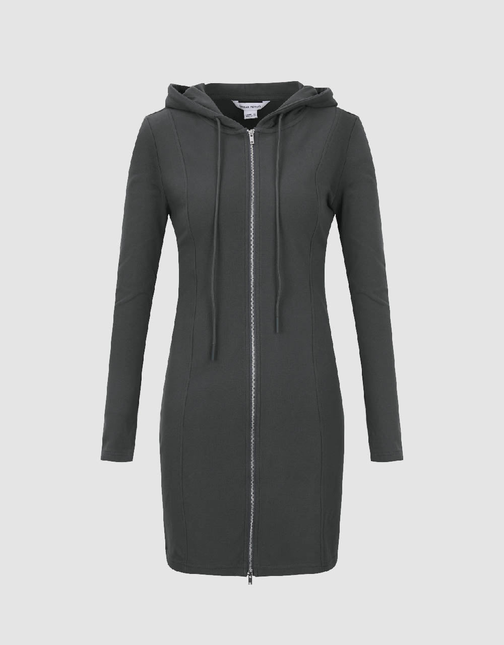 Zipper Front Hooded A-Line Dress