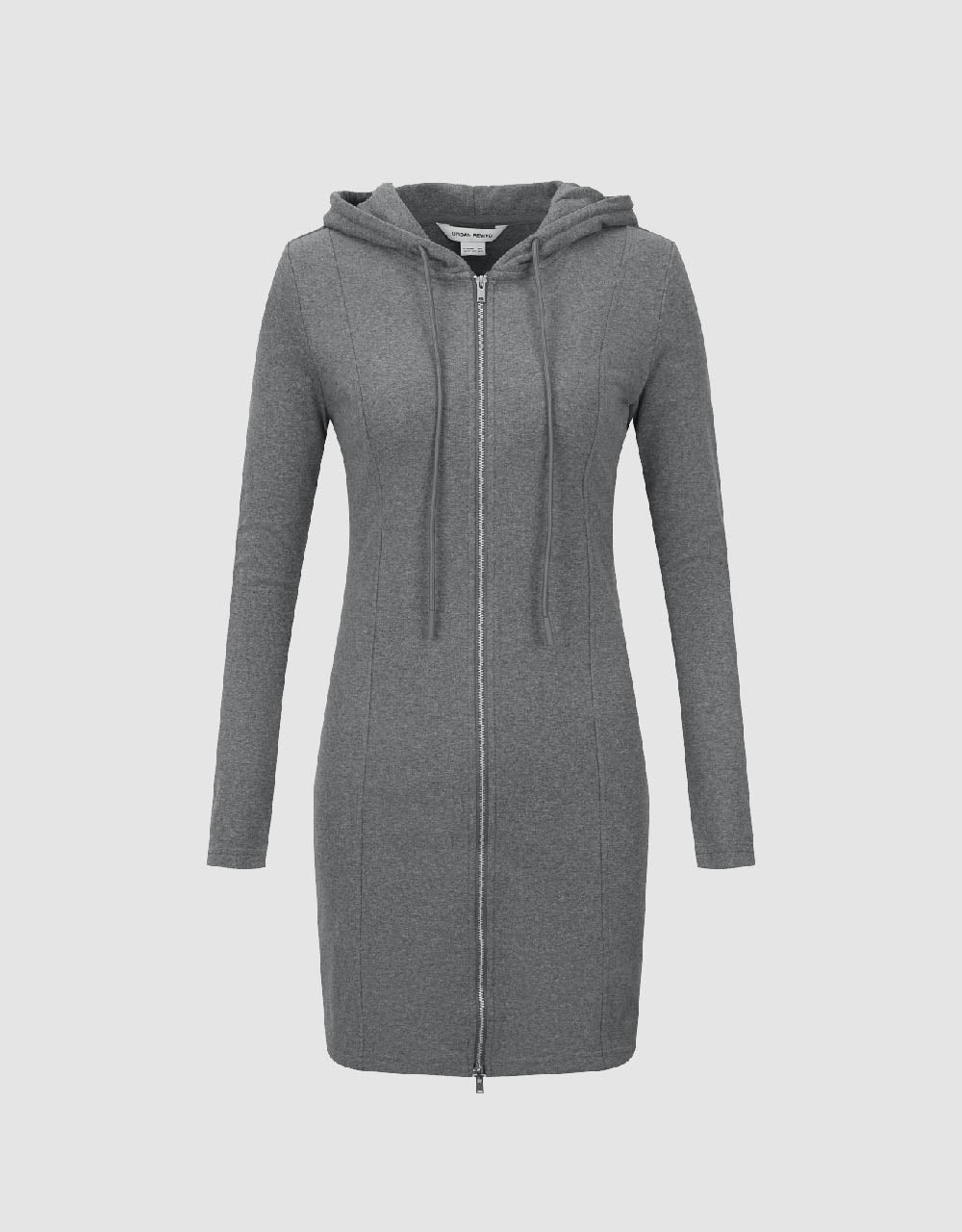 Zipper Front Hooded A-Line Dress