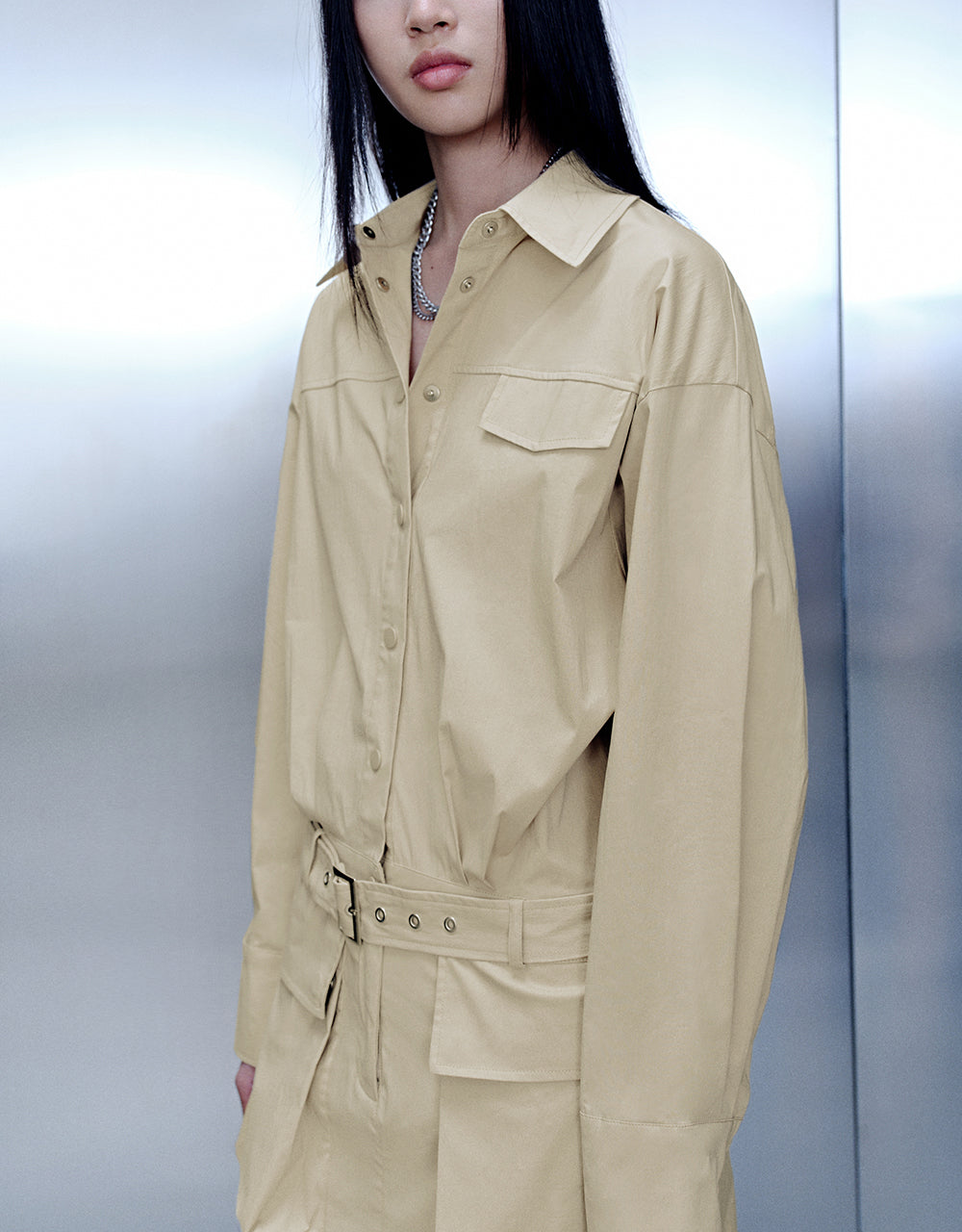 Skater Shirt Dress With Belt